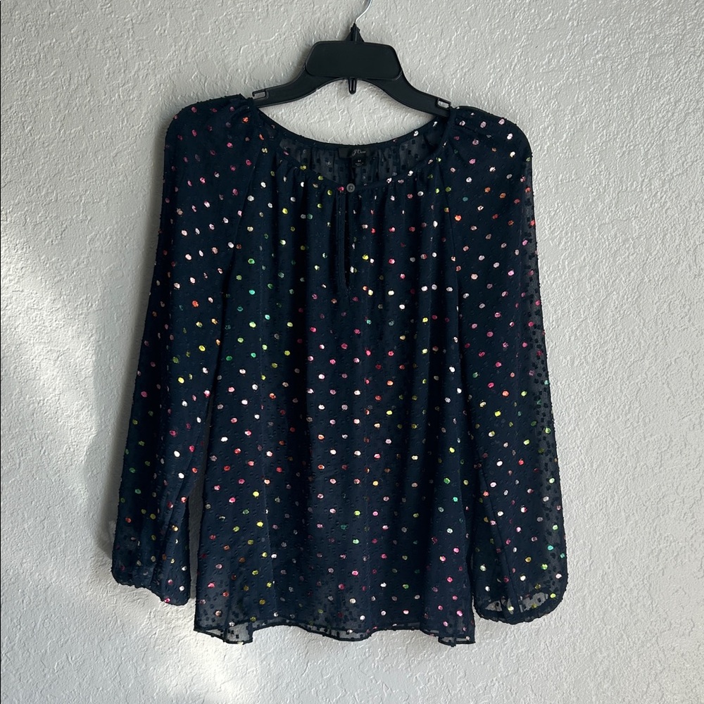 J.Crew popover rainbow blouse Medium